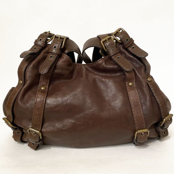 Kooba Distressed Brown Leather Bag With Multi-Buckles - Picture 2 of 15